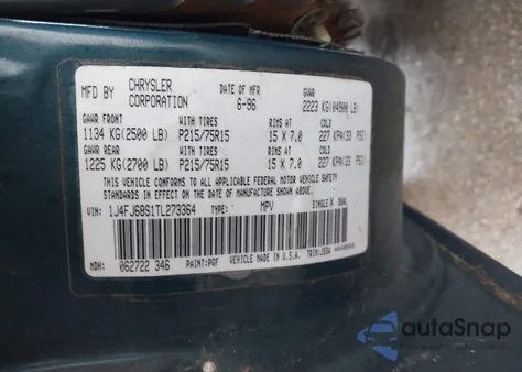 1996 Jeep Cherokee Sport/Classic from USA, damaged, VIN 1J4FJ68S1TL273364